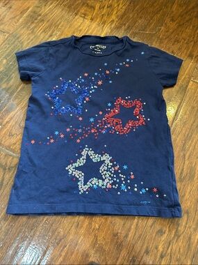 J. Crew Navy Short Sleeve Tee with Red, Blue & White Sequin Stars